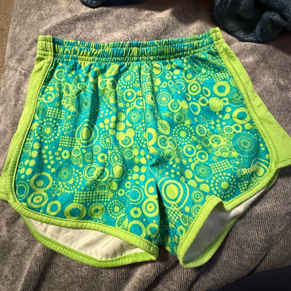 Kids Reebok Green Patterned Shorts